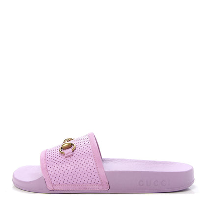 Gucci Suede Perforated Horsebit Slide Sandals 39 Malva 1 of 8