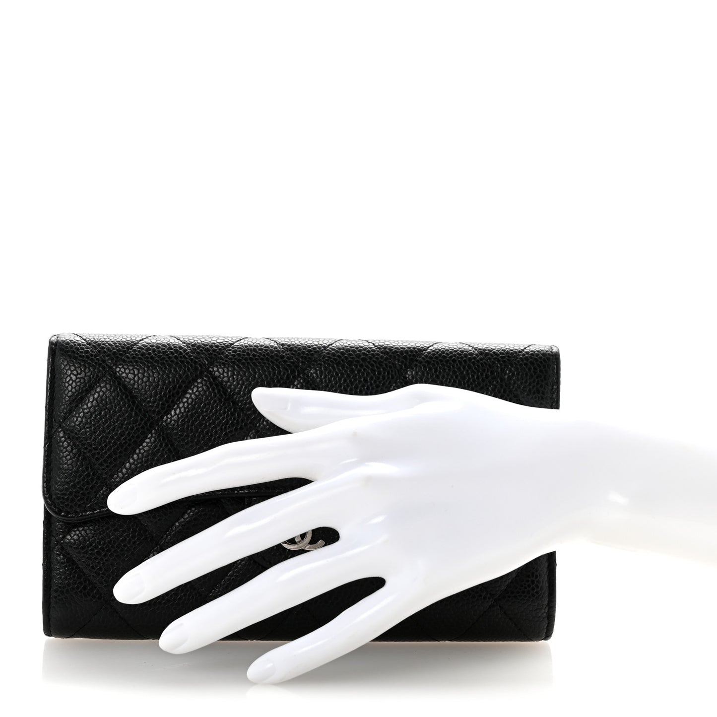 Caviar Quilted Large Flap Wallet Black