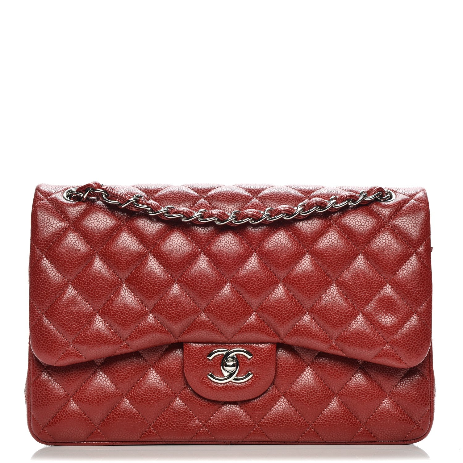 Chanel Caviar Quilted Jumbo Double Flap Red 1 of 7