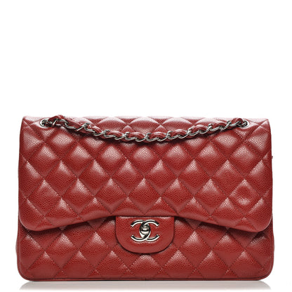 Chanel Caviar Quilted Jumbo Double Flap Red 1 of 7