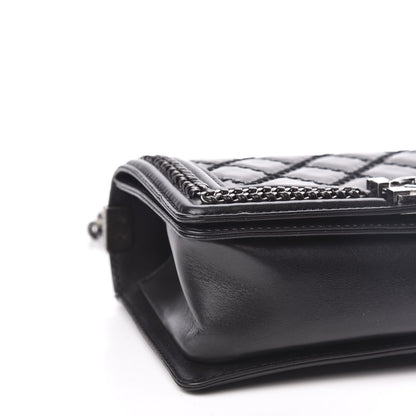 Chanel Goatskin Quilted Medium Boy Top Handle Flap Black 8 of 11