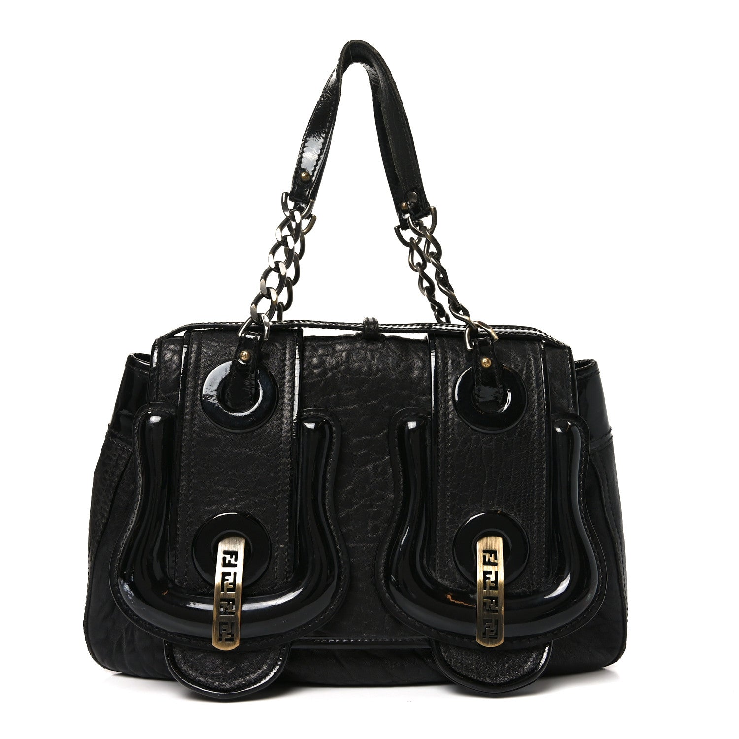 Fendi Nappa Patent B Bag Black 1 of 13