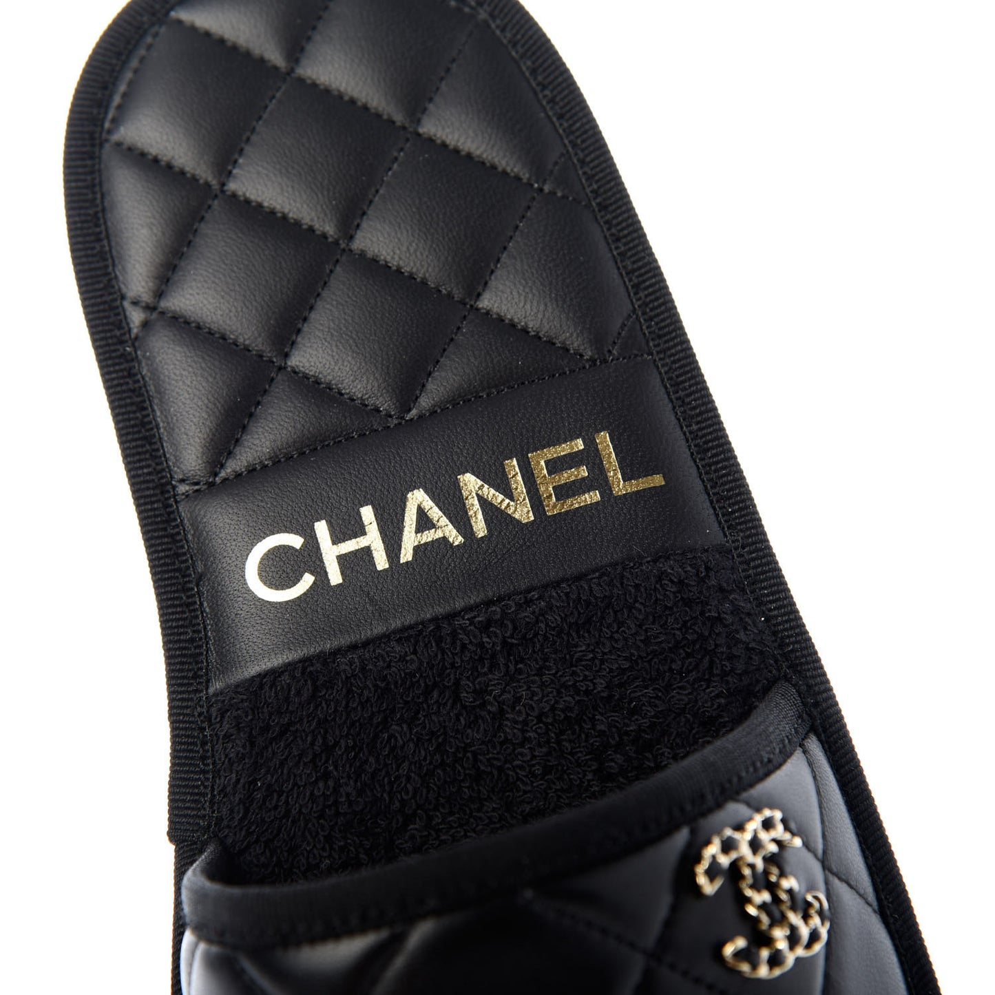 Lambskin Quilted CC Mules Sandals S Black