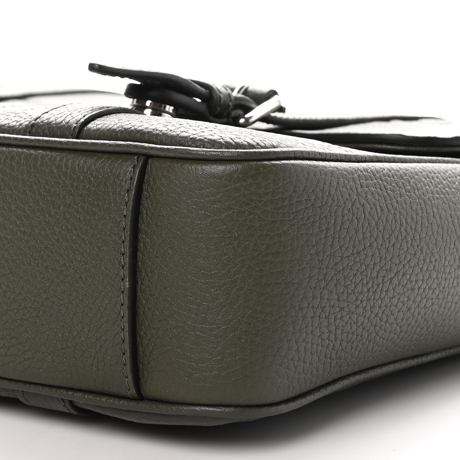 Gucci Calfskin Jumbo GG Embossed Double Buckle Medium Messenger Bag Dark Vintage Olive 10 of 10
