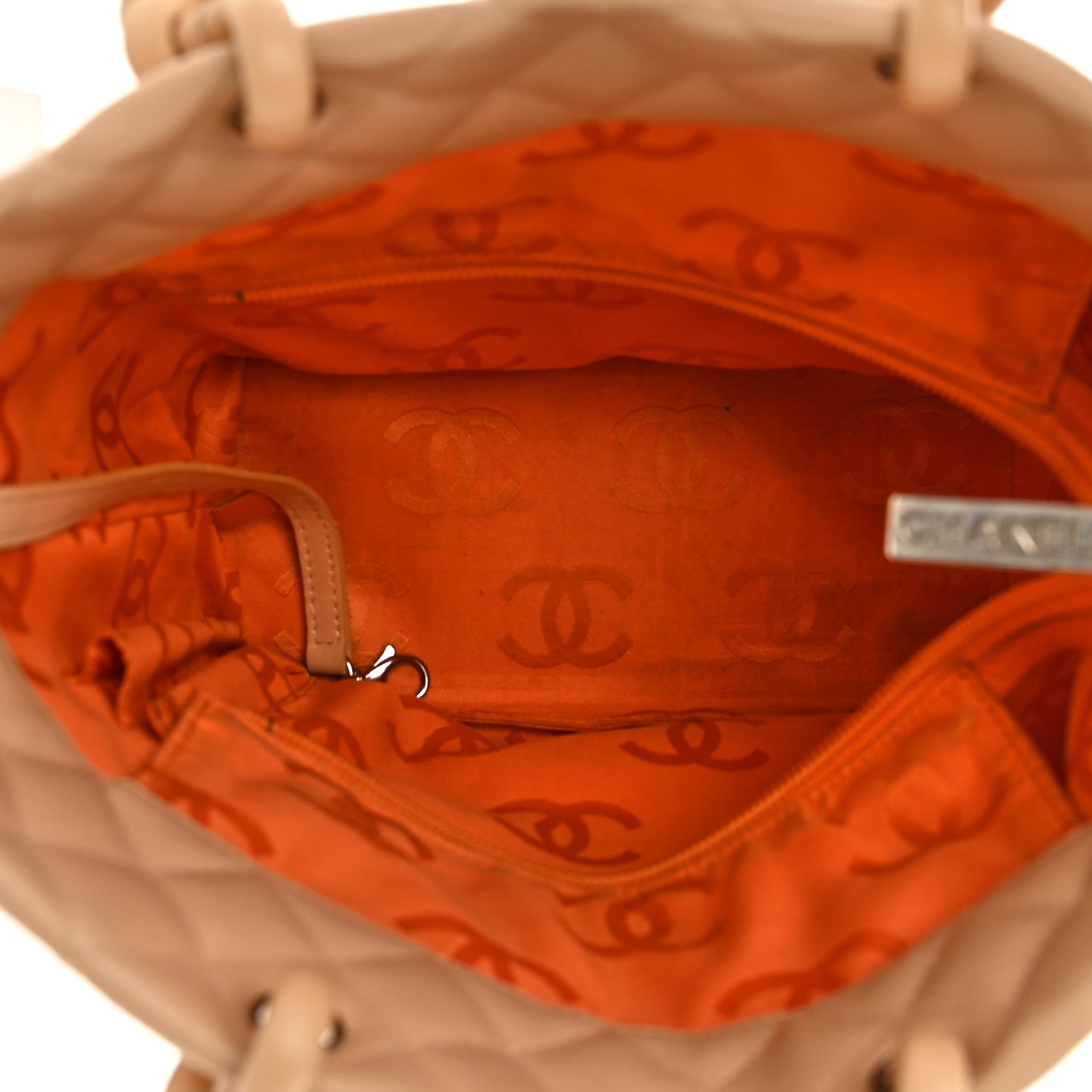 Calfskin Quilted Medium Cambon Tote Beige