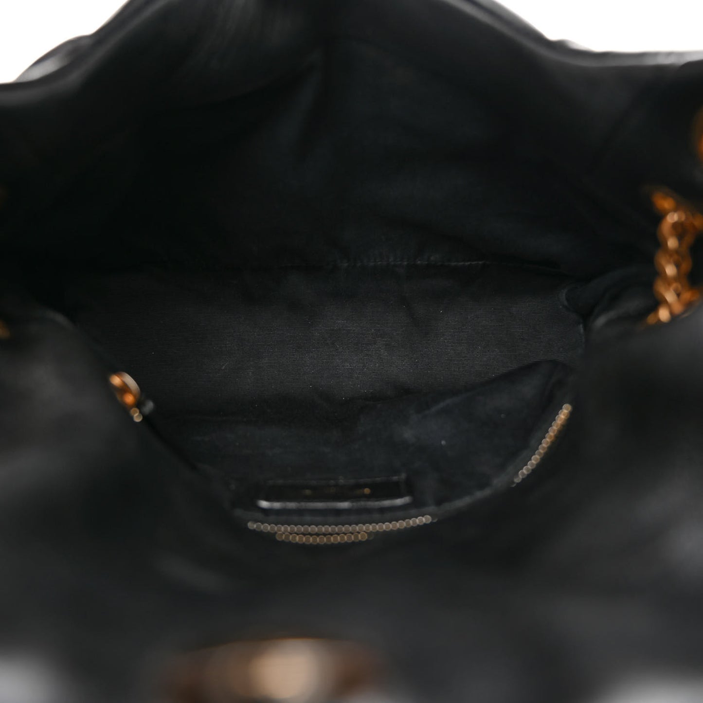 Lambskin Quilted Small Loulou Puffer Monogram Chain Satchel Black