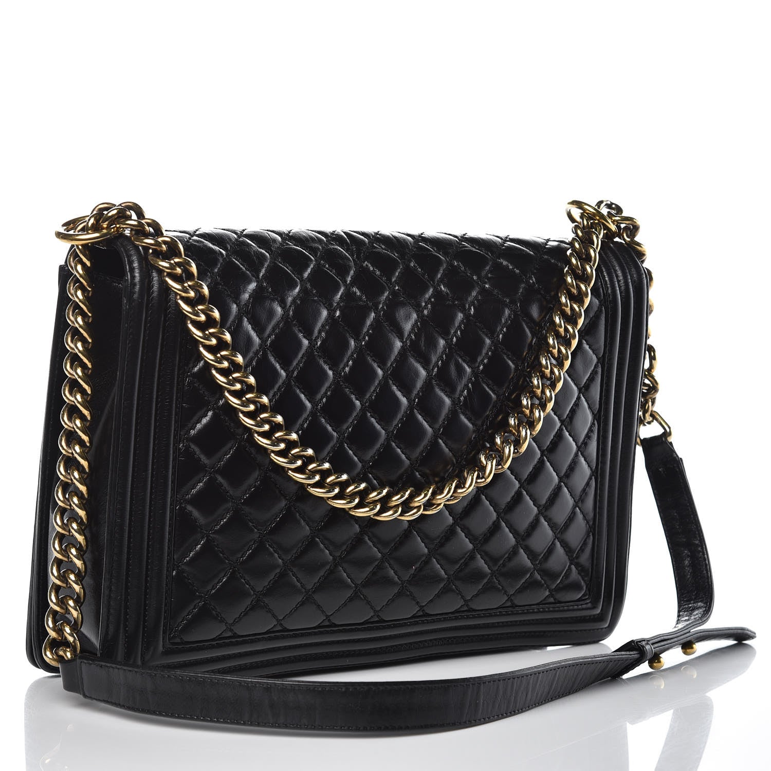 Chanel Glazed Calfskin Quilted Large Boy Flap Black 3 of 12