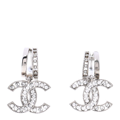 Chanel Crystal CC Drop Earrings Silver 1 of 4