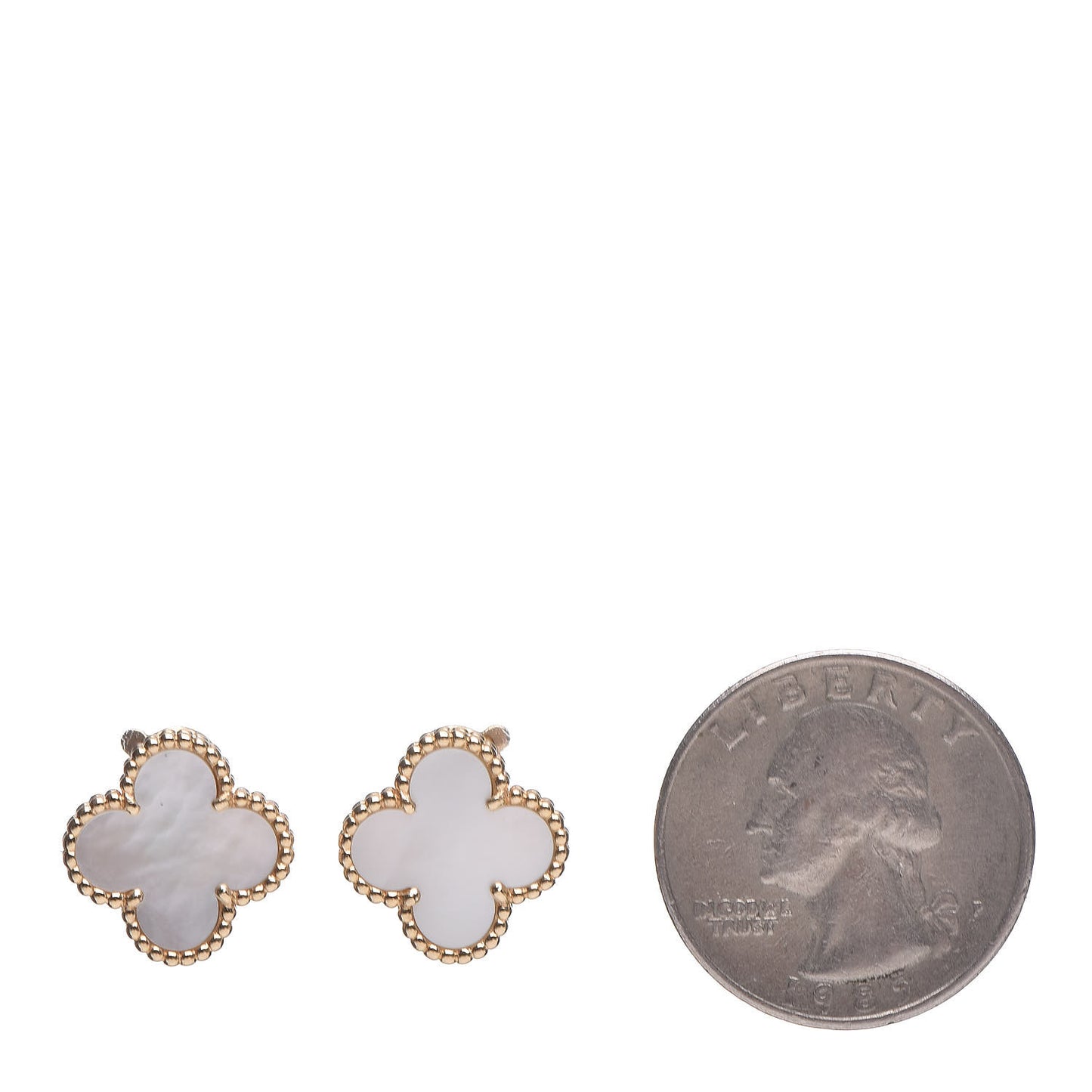 18K Yellow Gold Mother of Pearl Vintage Alhambra Earrings