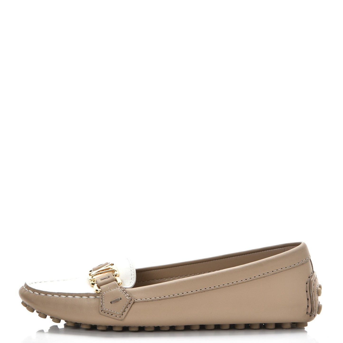 Calfskin Oxford Loafers 36 Beige White