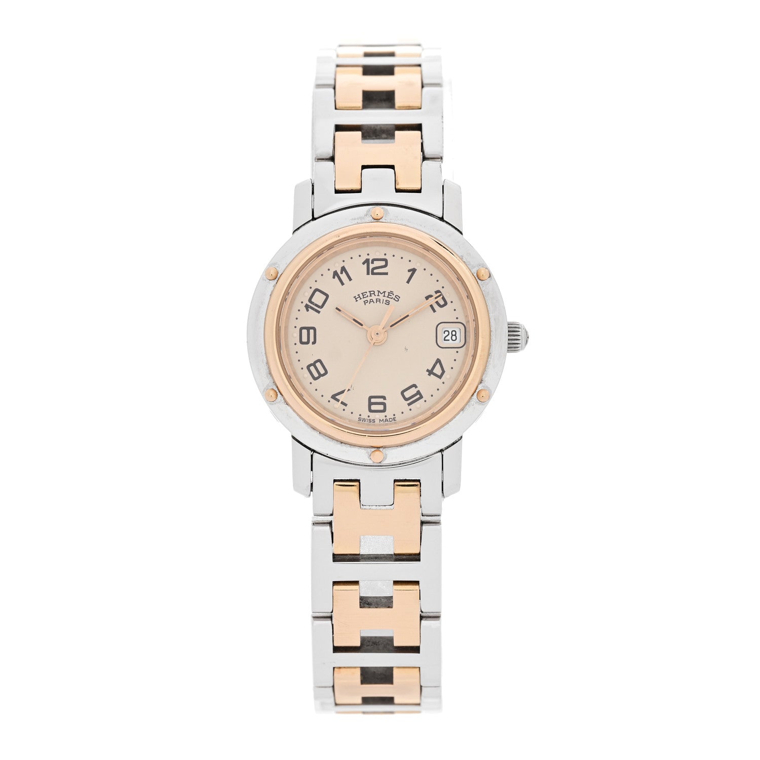 Hermes Stainless Steel 24mm Clipper Quartz Watch Gold 1 of 5