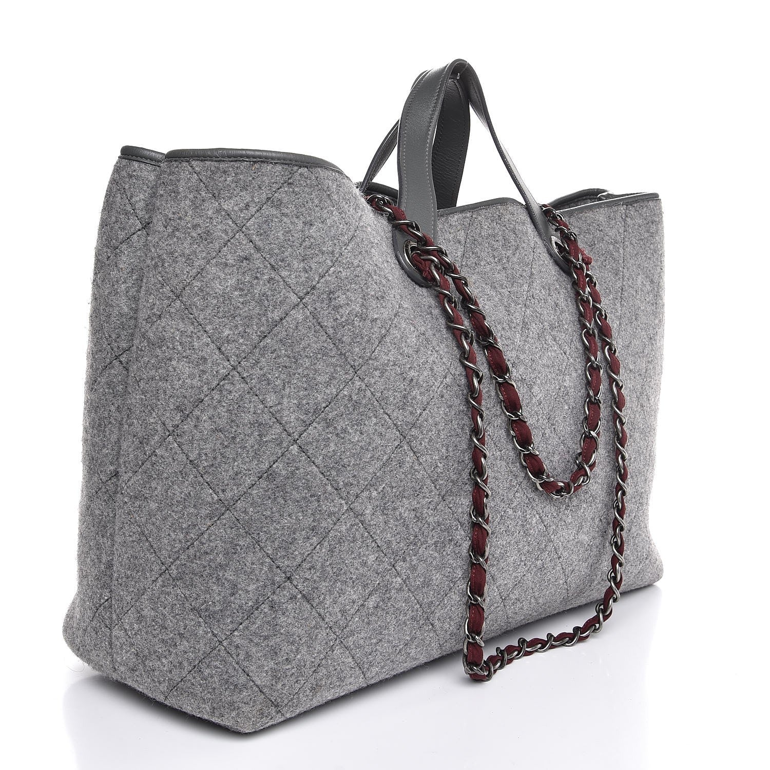 Chanel Wool Quilted Large Shopping Tote Grey 4 of 8