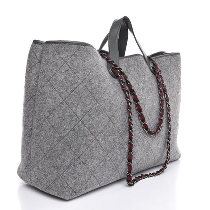 Chanel Wool Quilted Large Shopping Tote Grey 4 of 8