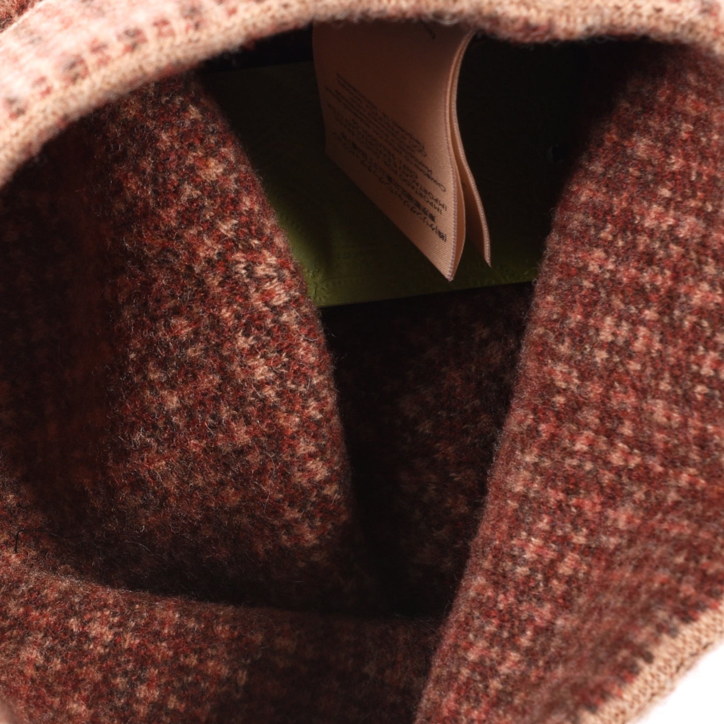 Wool Check Logo Beanie Hat L 59 Orange Beige