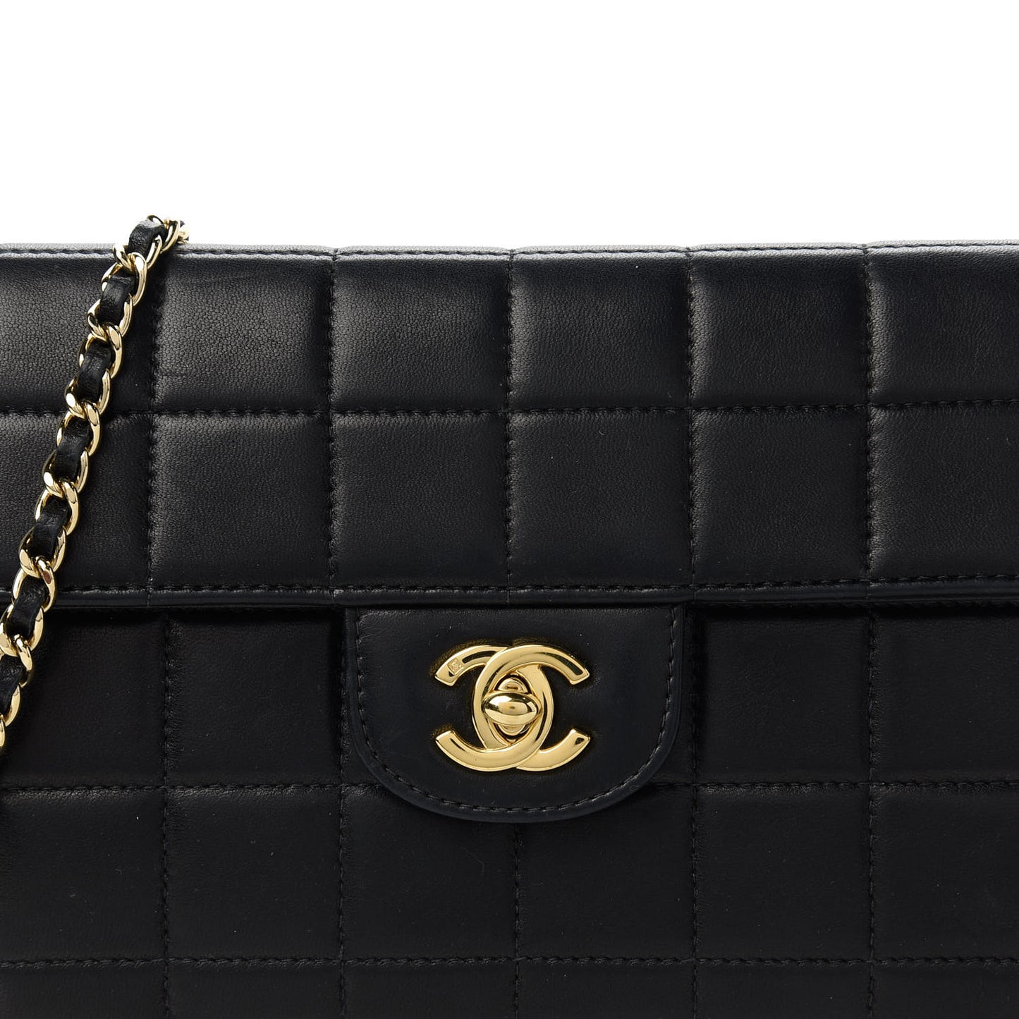 Lambskin East West Chocolate Bar Flap Black