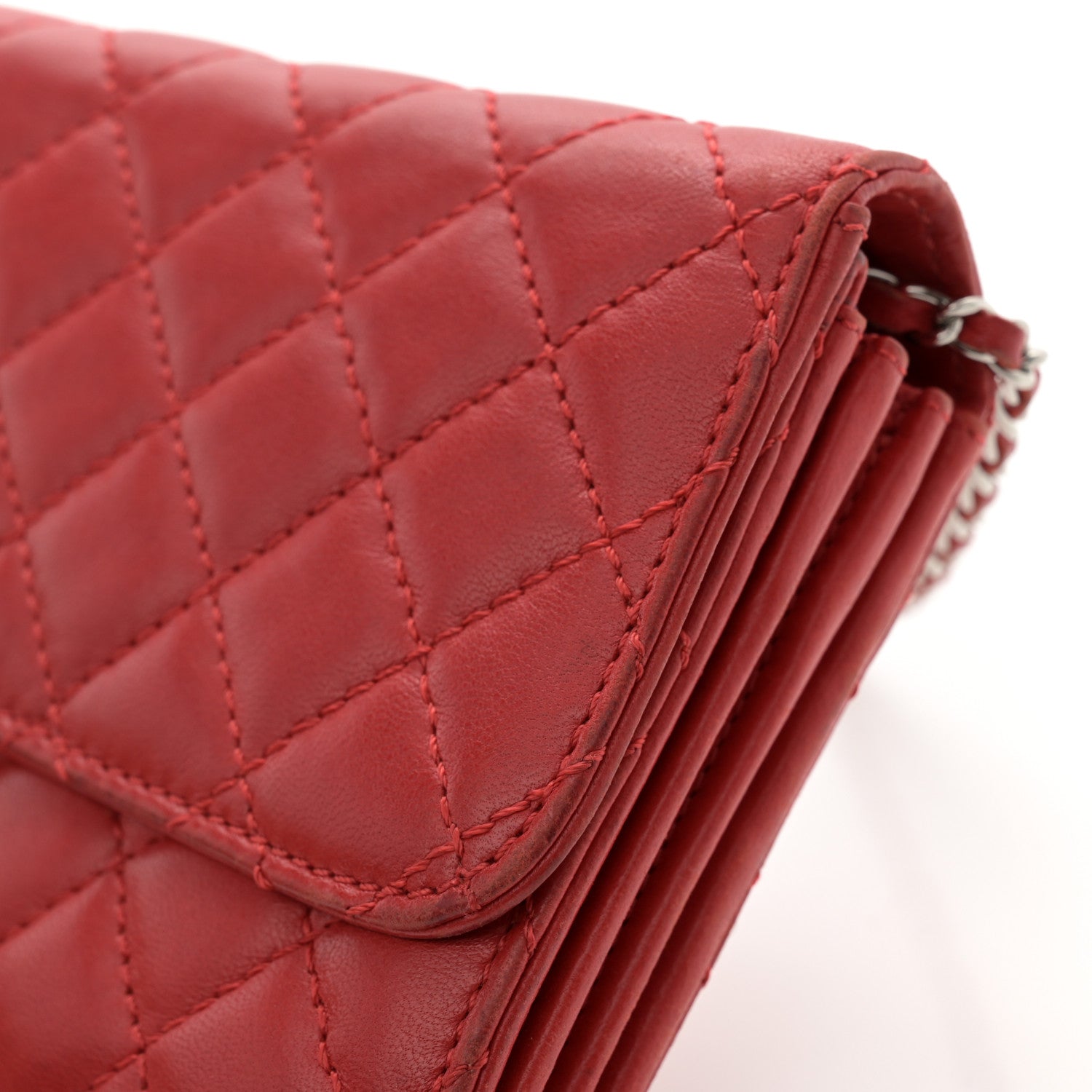 Chanel Lambskin Quilted Chain Clutch Flap Red 13 of 14