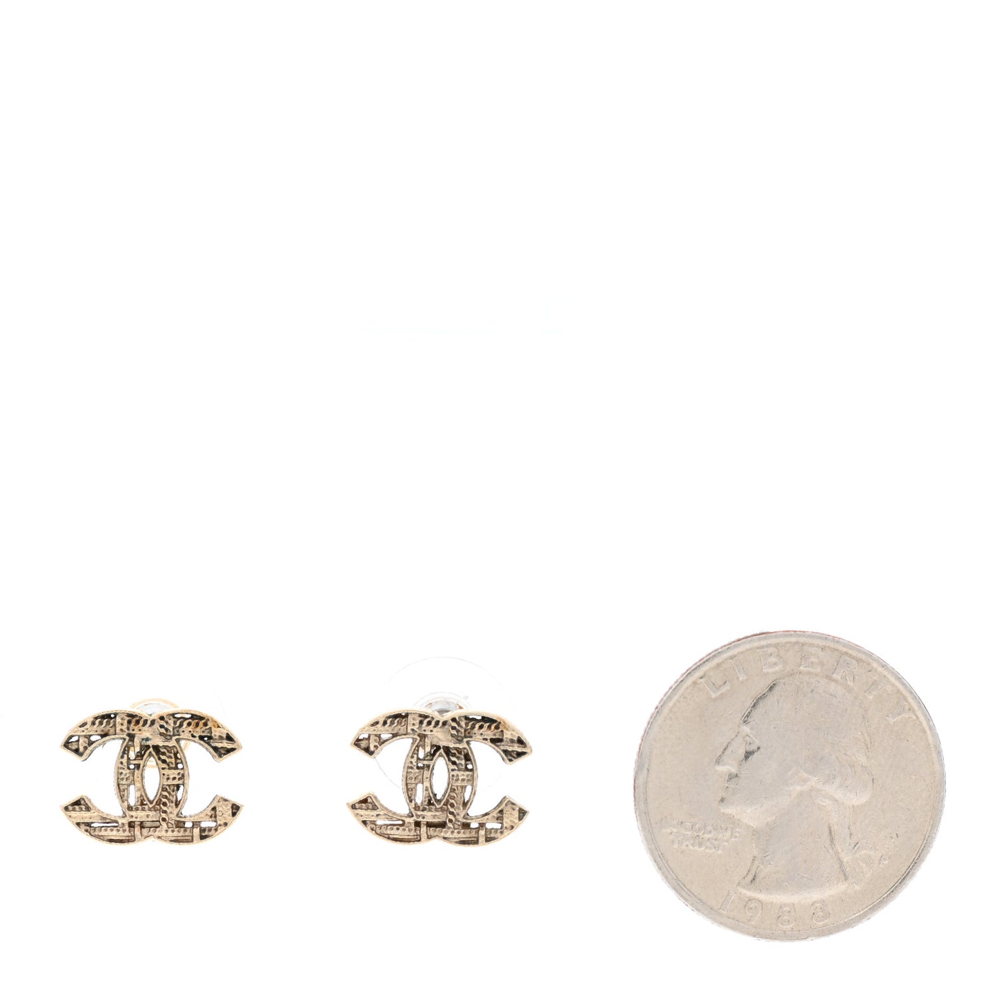 Tweed Effect CC Earrings Gold
