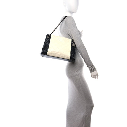 Chanel Lambskin Quilted CC Shopping Tote Black Ivory 2 of 9