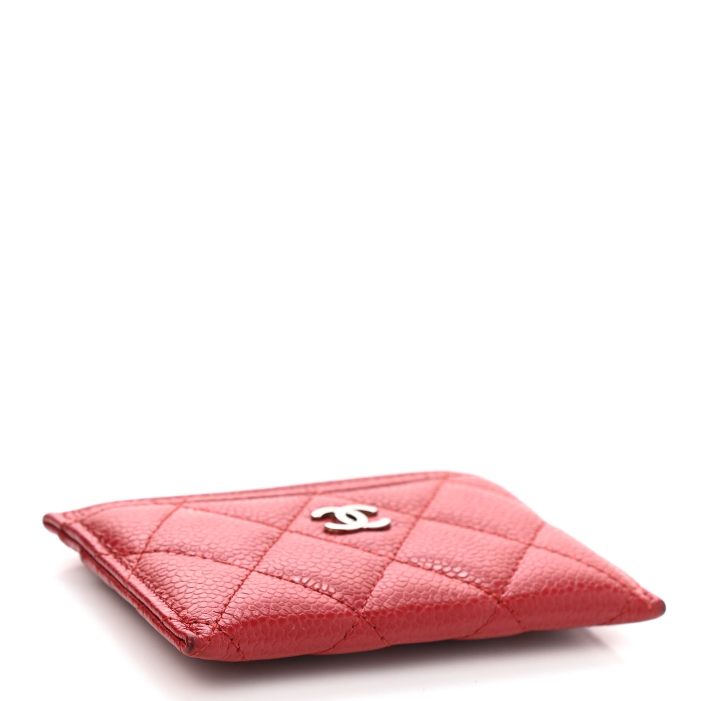 Caviar Quilted Card Holder Red