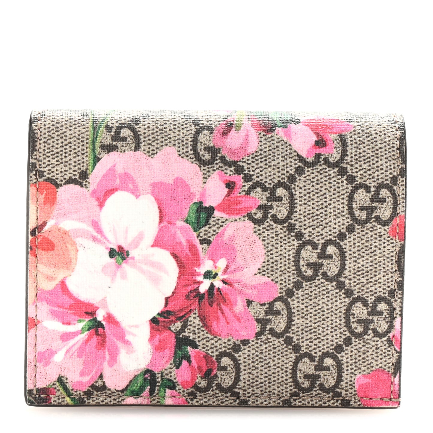 GG Supreme Monogram Blooms Card Case Beige Multicolor Dry Rose