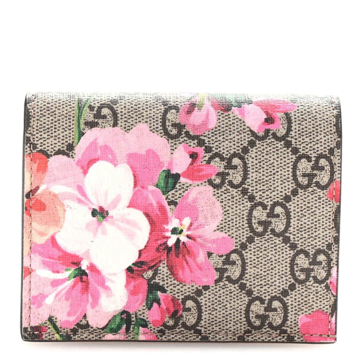 Gucci GG Supreme Monogram Blooms Card Case Beige Multicolor Dry Rose 1 of 8