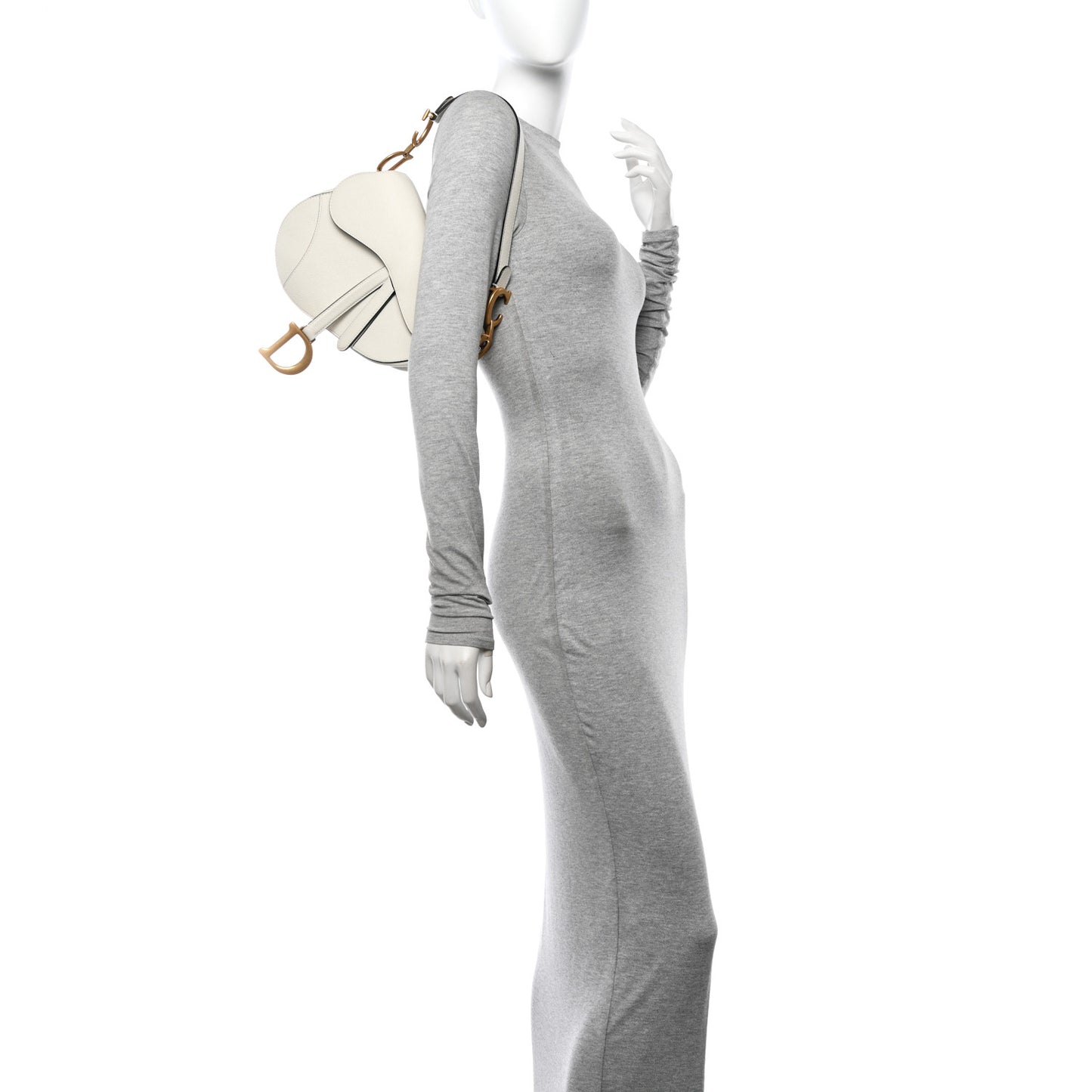 Grained Calfskin Saddle Bag White