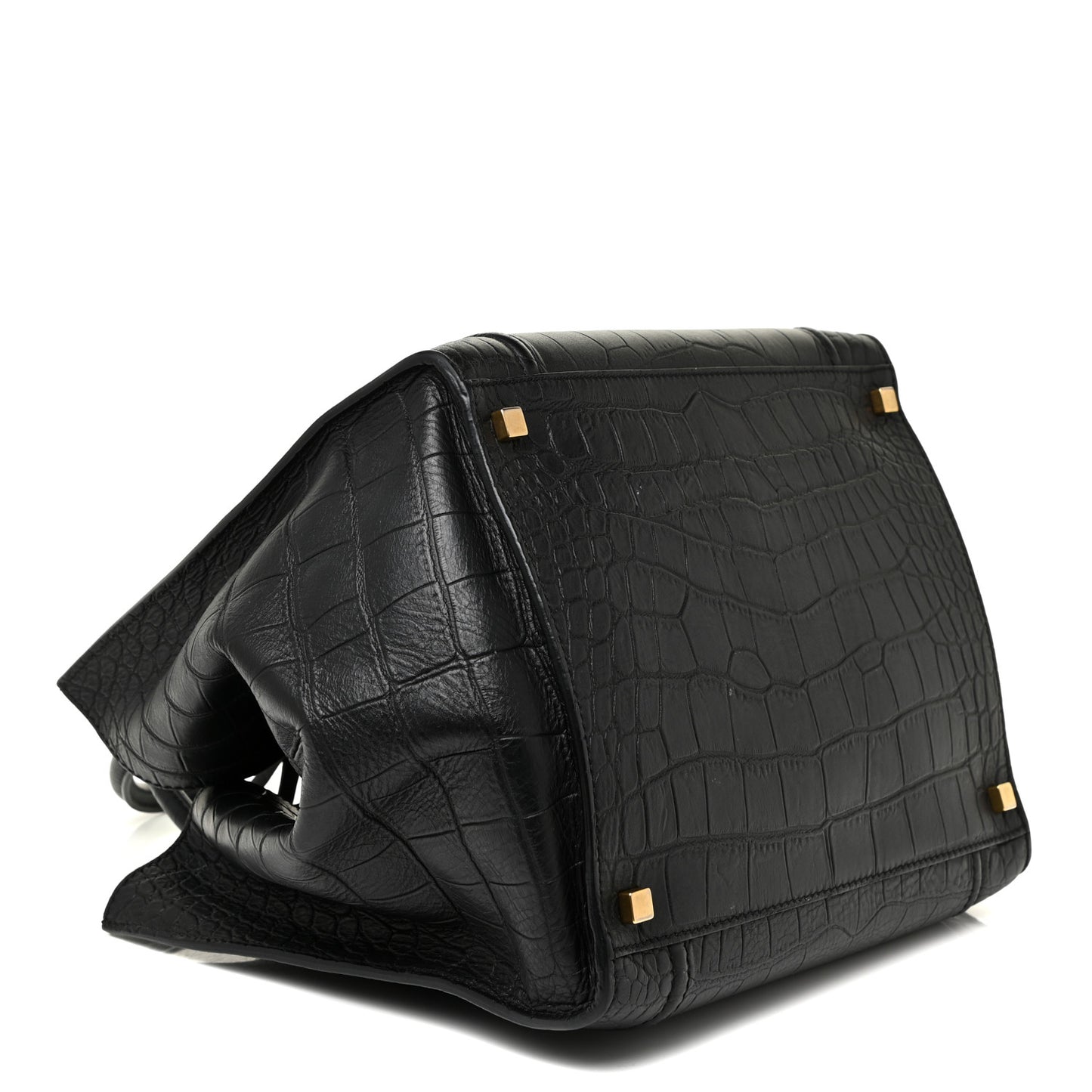 Crocodile Embossed CELINE Calfskin Crocodile Embossed Medium Phantom Luggage Black Medium Phantom Luggage Black
