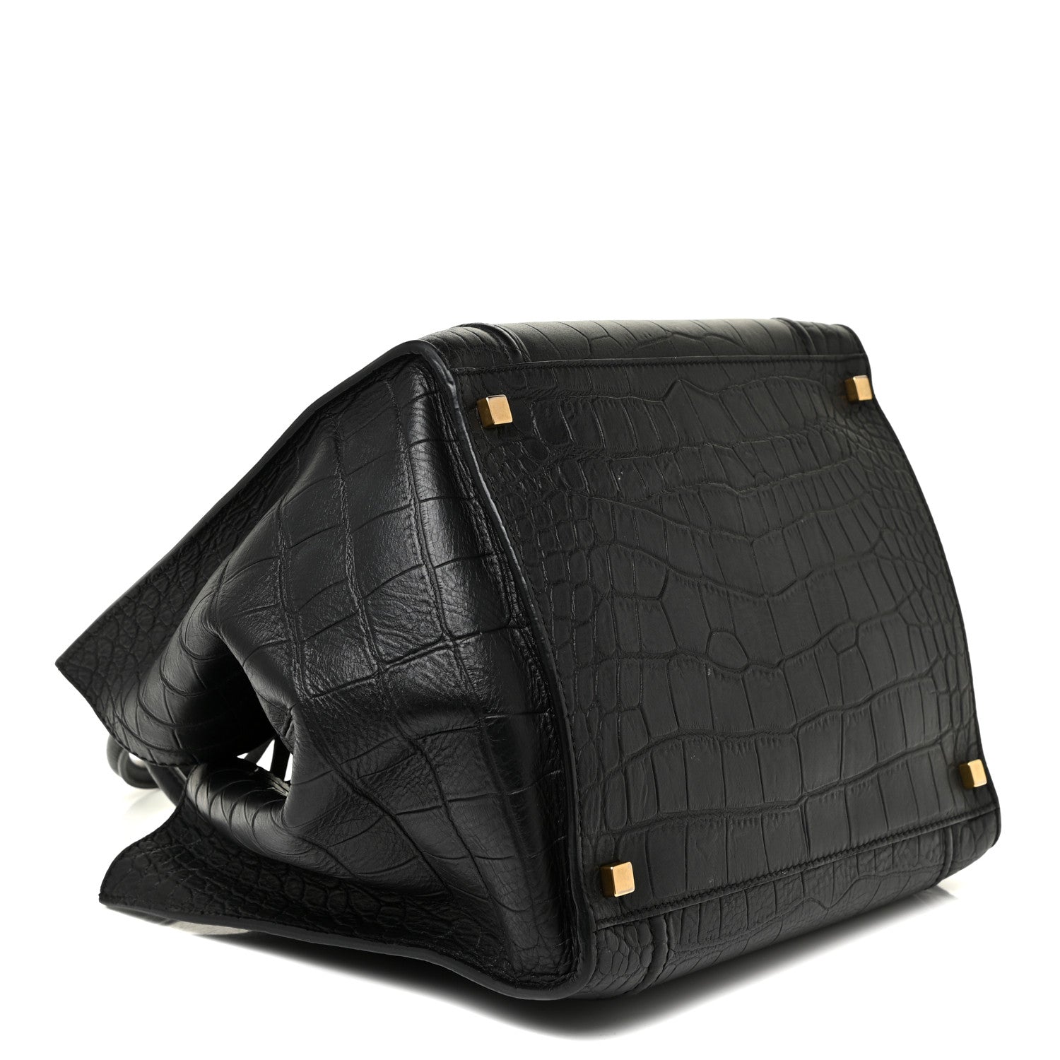 Celine Crocodile Embossed CELINE Calfskin Crocodile Embossed Medium Phantom Luggage Black Medium Phantom Luggage Black 4 of 16