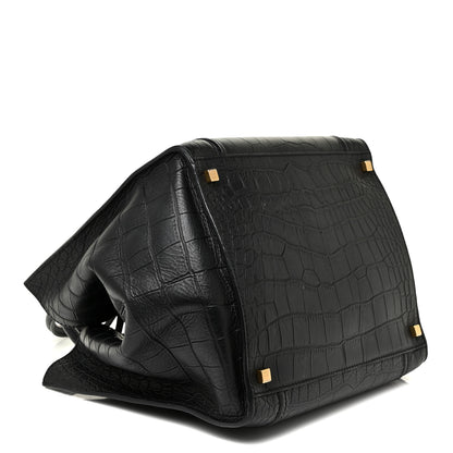 Celine Crocodile Embossed CELINE Calfskin Crocodile Embossed Medium Phantom Luggage Black Medium Phantom Luggage Black 4 of 16