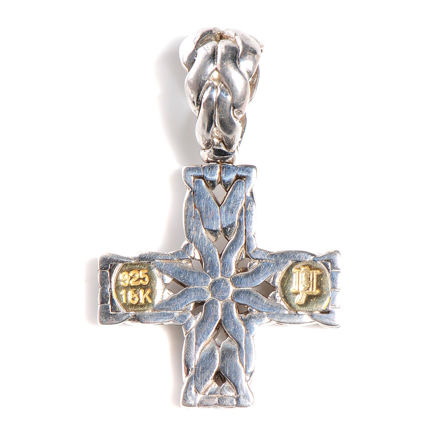 Sterling Silver 18K Gold Diamond Cross Pendant