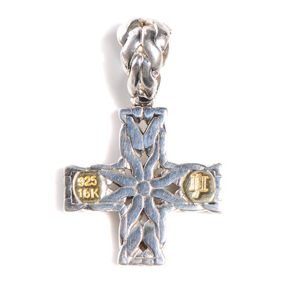 John Hardy Sterling Silver 18K Gold Diamond Cross Pendant 3 of 3