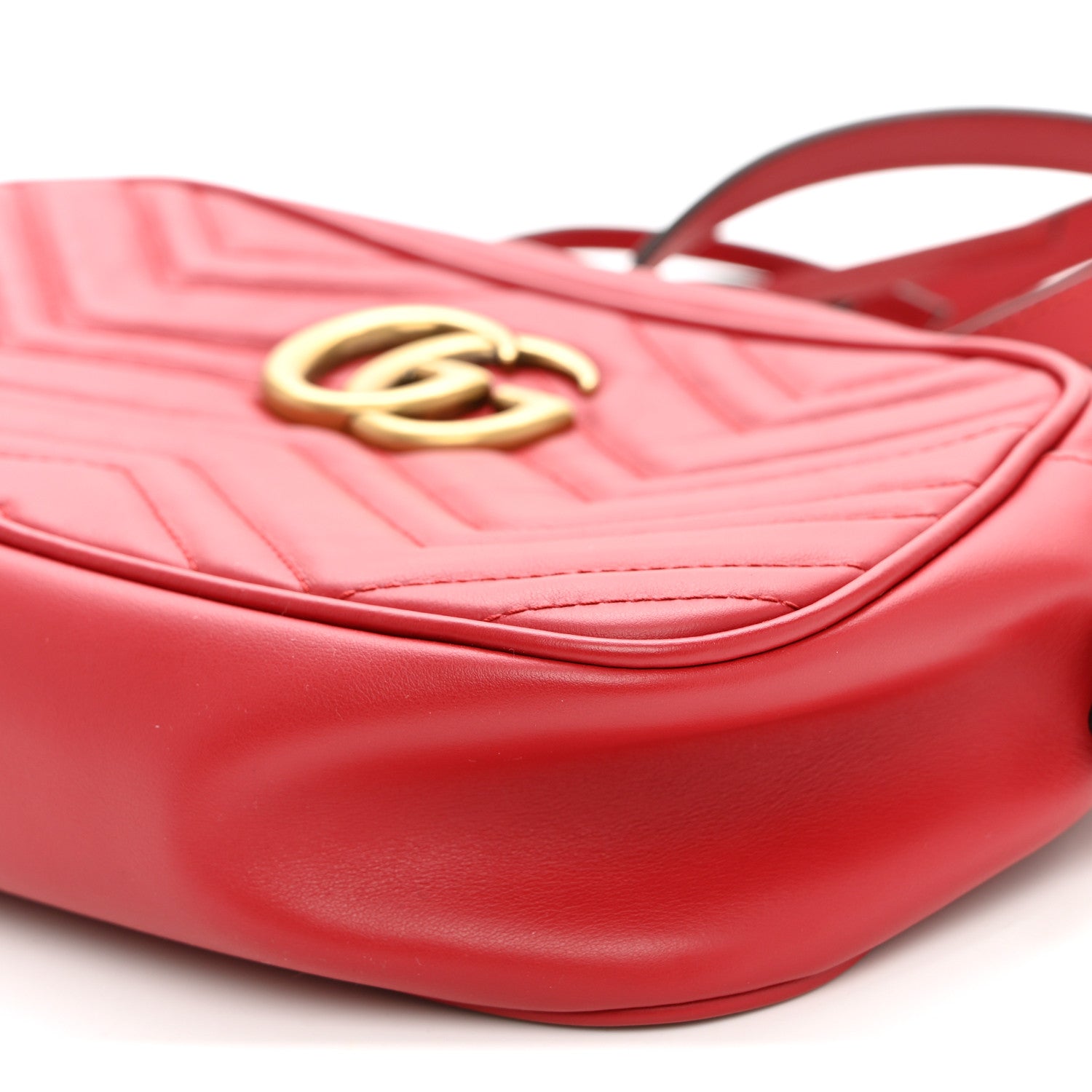 Gucci Calfskin Matelasse Small GG Marmont Chain Shoulder Bag Hibiscus Red 10 of 10