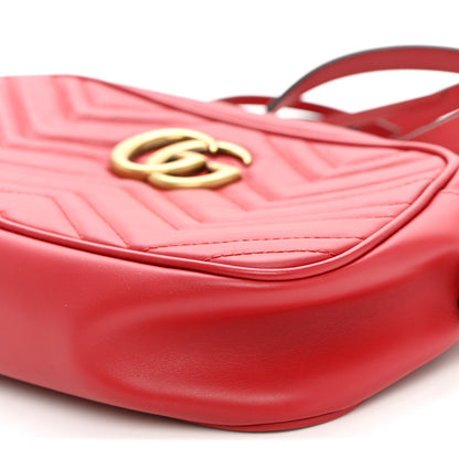 Gucci Calfskin Matelasse Small GG Marmont Chain Shoulder Bag Hibiscus Red 10 of 10