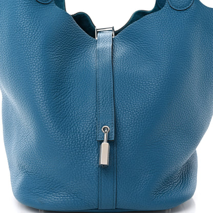 Hermes Taurillon Clemence Picotin Lock 26 GM Bleu Izmir 7 of 10