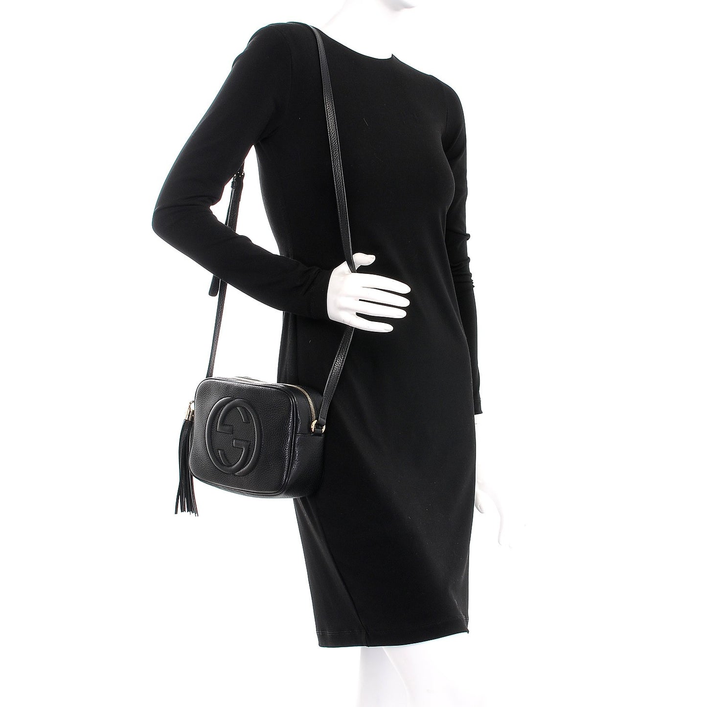 Pebbled Calfskin Small Soho Disco Bag Black