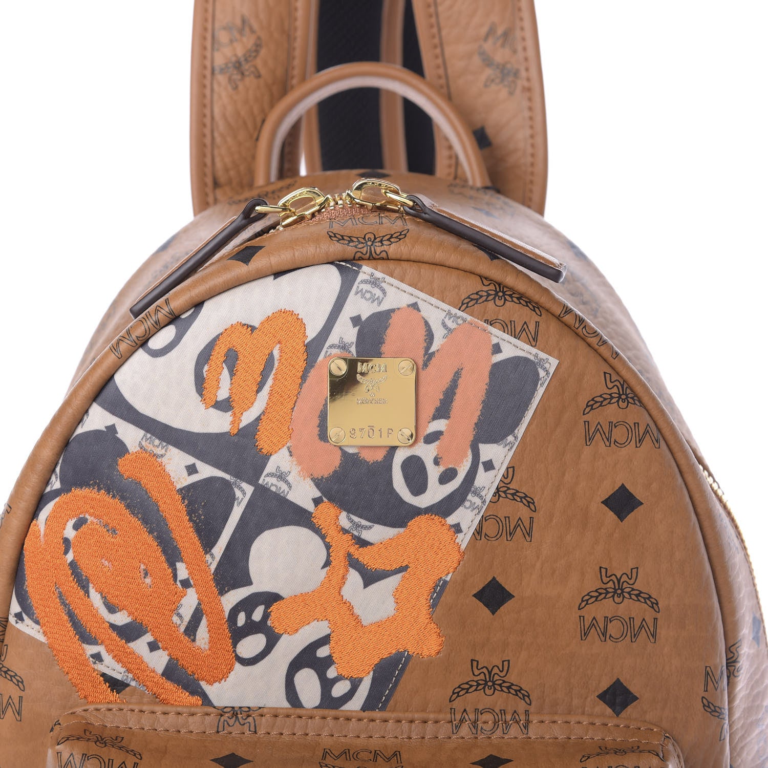 MCM Visetos Mini Stark Berlin Backpack Cognac 9 of 11