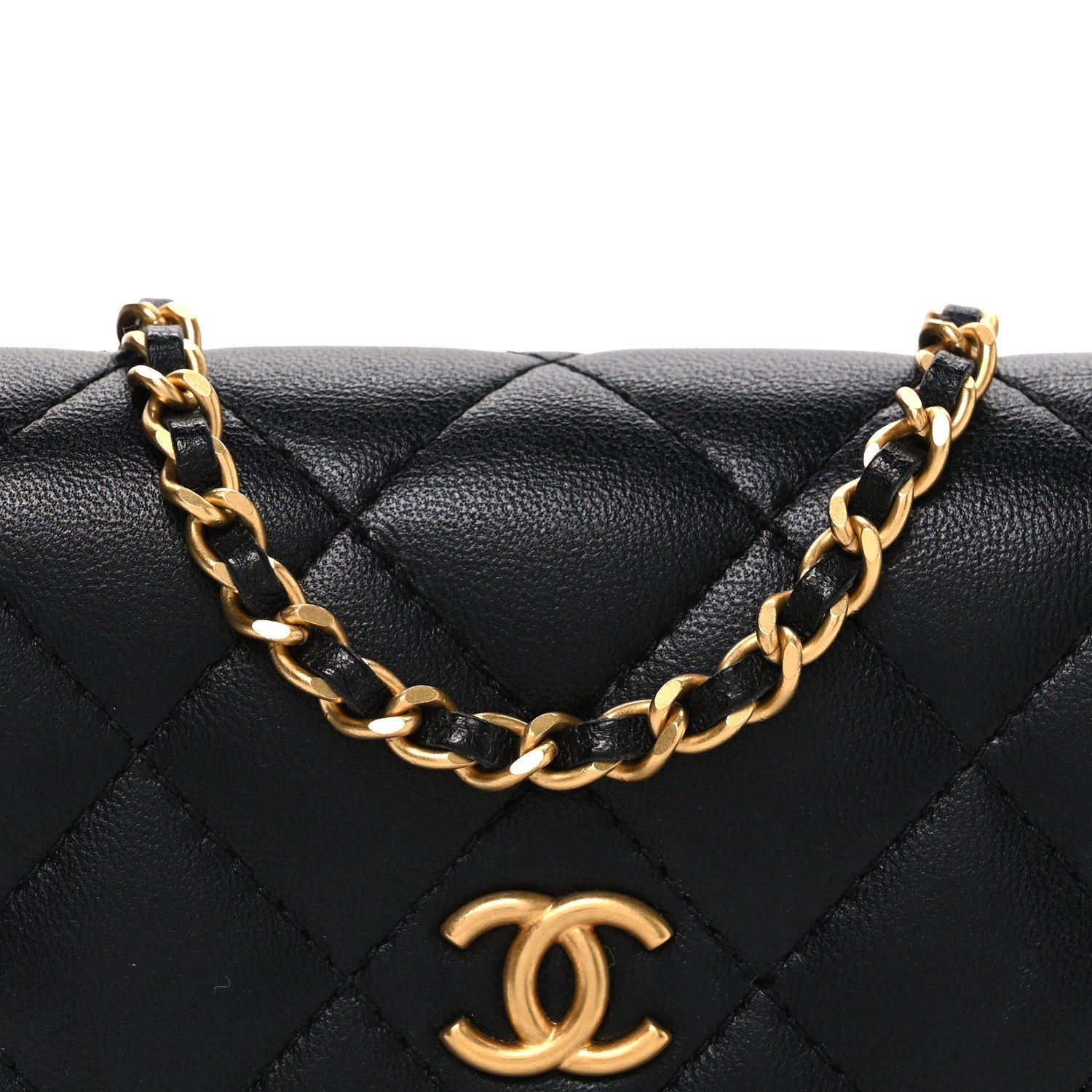Chanel Lambskin Enamel Quilted Coco Hearts Clutch With Chain Black 9 of 11