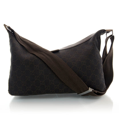 Gucci Denim Monogram Shoulder Bag Brown 1 of 9