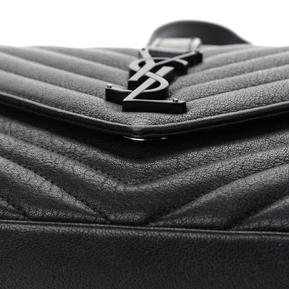 Saint Laurent Sheepskin Matelasse Chevron Monogram Monochrome Medium College Bag Black 10 of 12