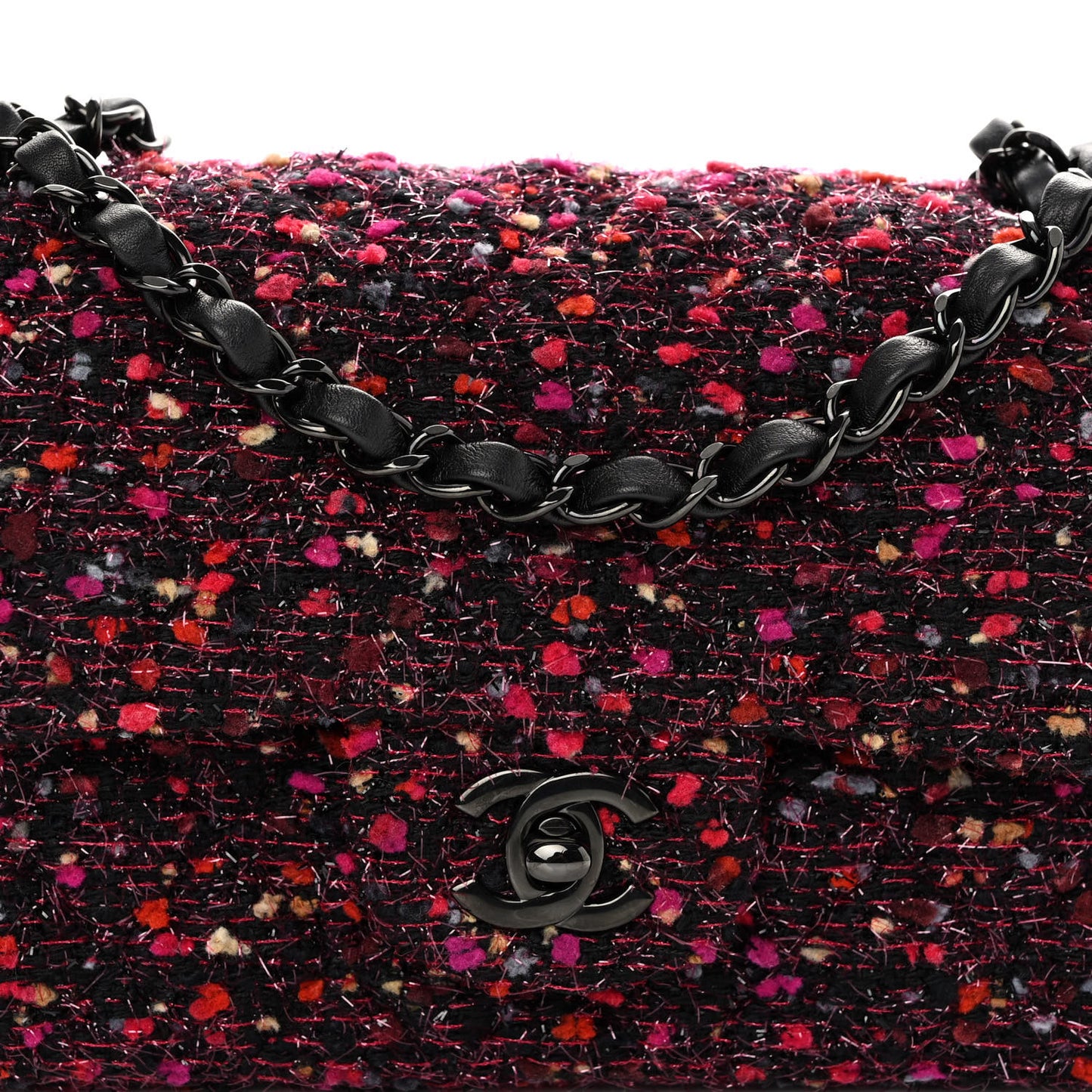 Tweed Quilted Mini Rectangular Flap Pink Multicolor