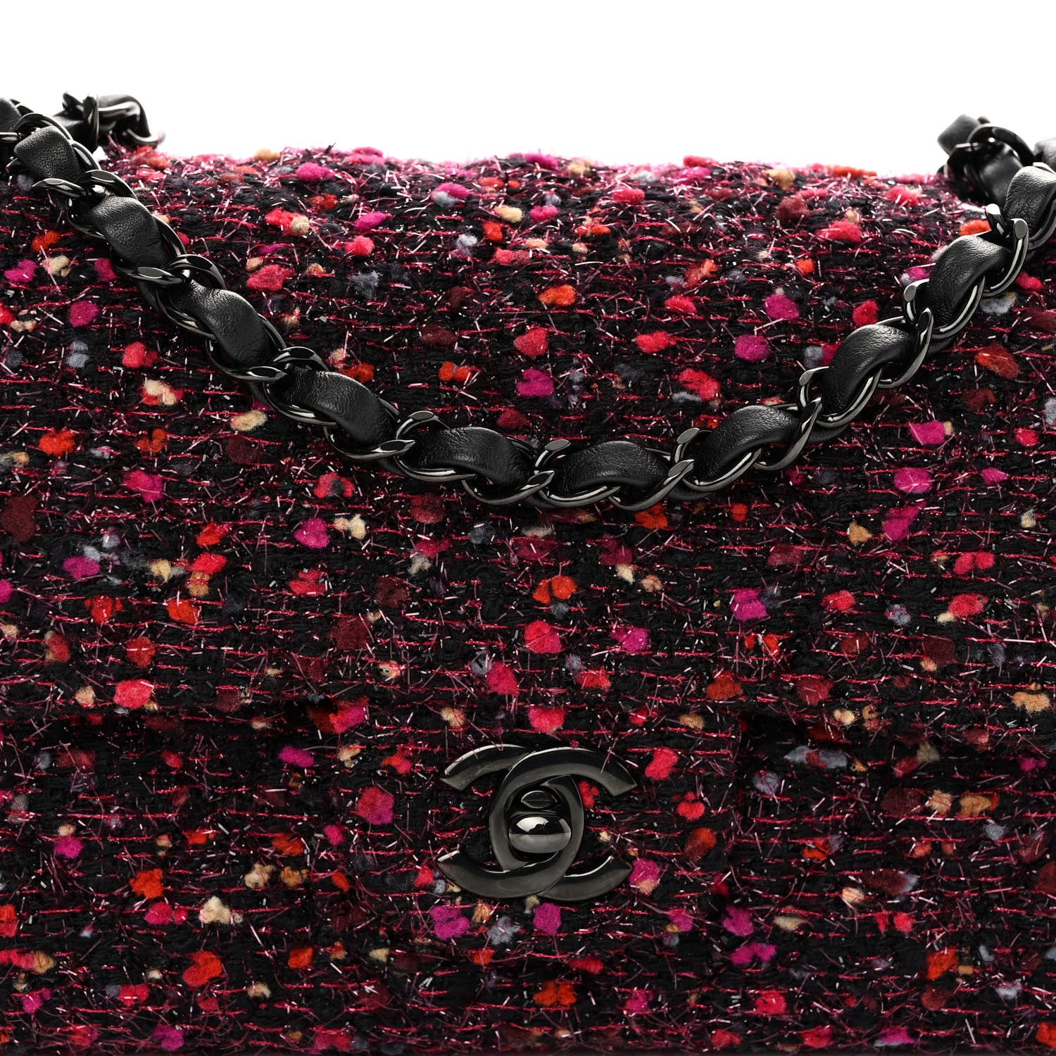 Chanel Tweed Quilted Mini Rectangular Flap Pink Multicolor 8 of 11