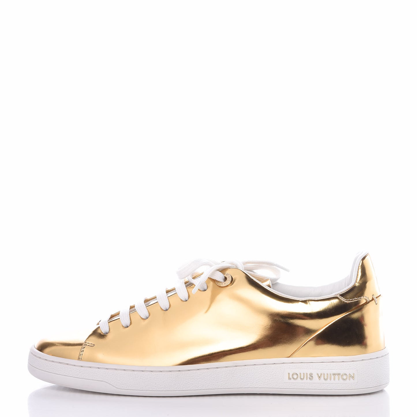 Metallic Calfskin Frontrow Sneakers 37.5 Gold