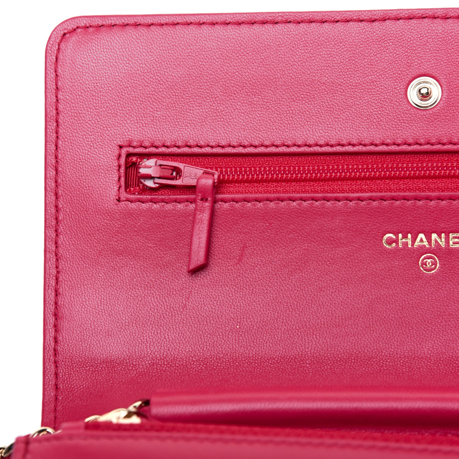 Chanel Lambskin Quilted Wallet On Chain WOC Light Red 13 of 20