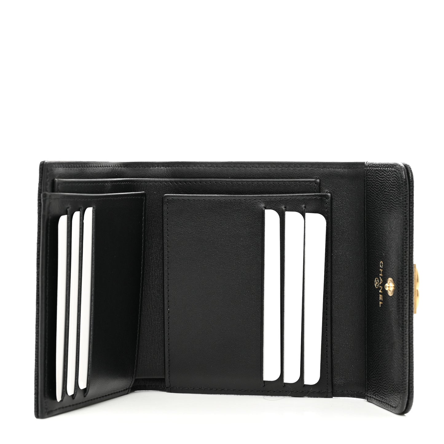 Caviar Quilted Compact Boy Wallet Black