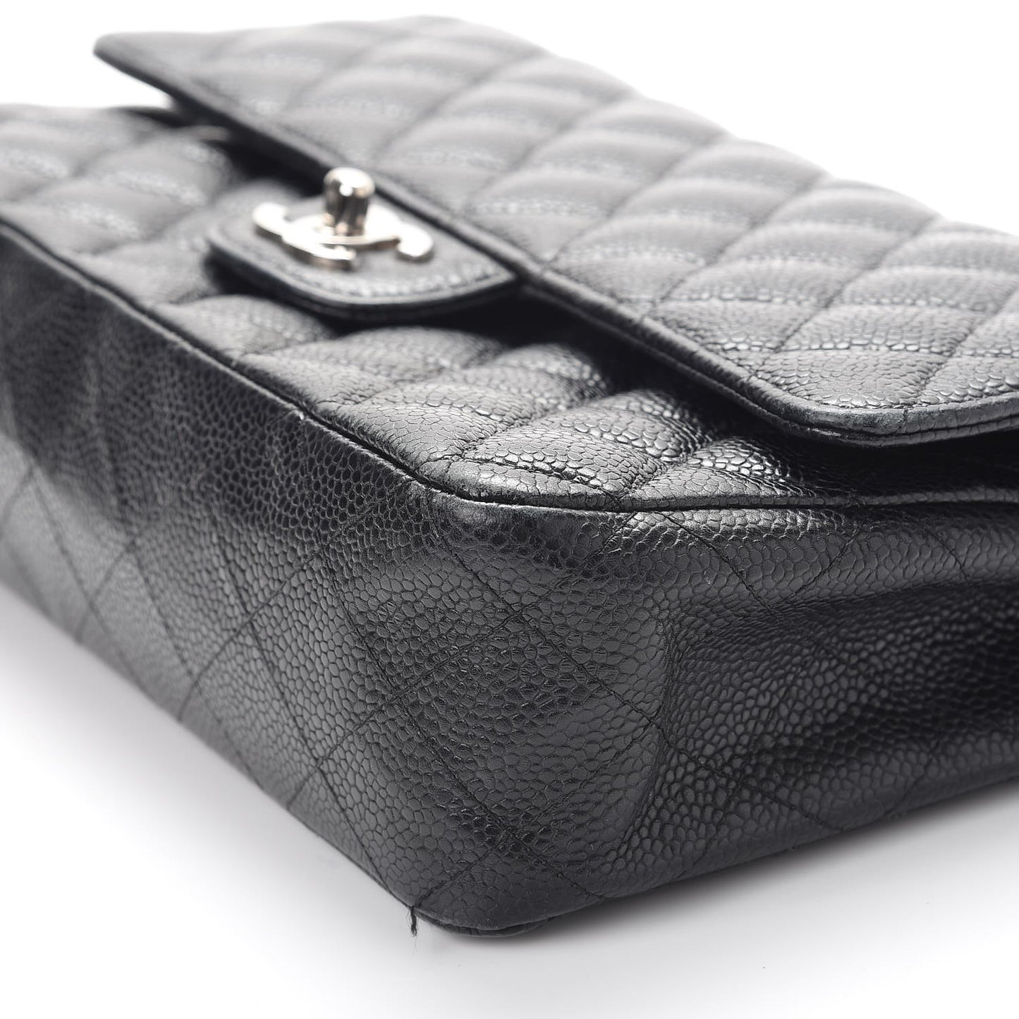 Caviar Quilted Medium Double Flap Black