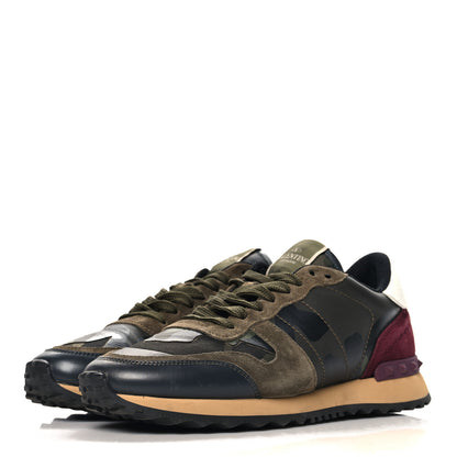 Valentino Garavani Nappa Suede Camouflage Womens Rockrunner Sneakers 40 Kaki Platine 4 of 9