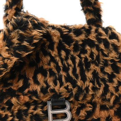 Balenciaga Fleece Leopard Print Small Hourglass Top Handle Bag Brown 8 of 10