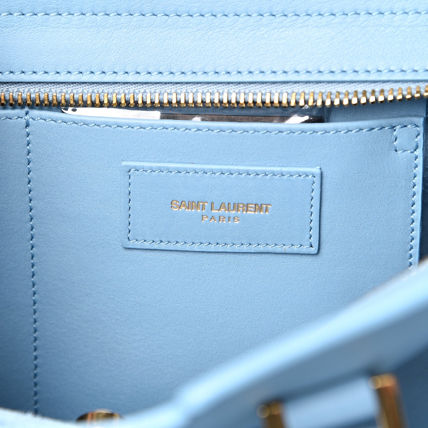 Calfskin Small Classic Y Cabas Blue Glacier