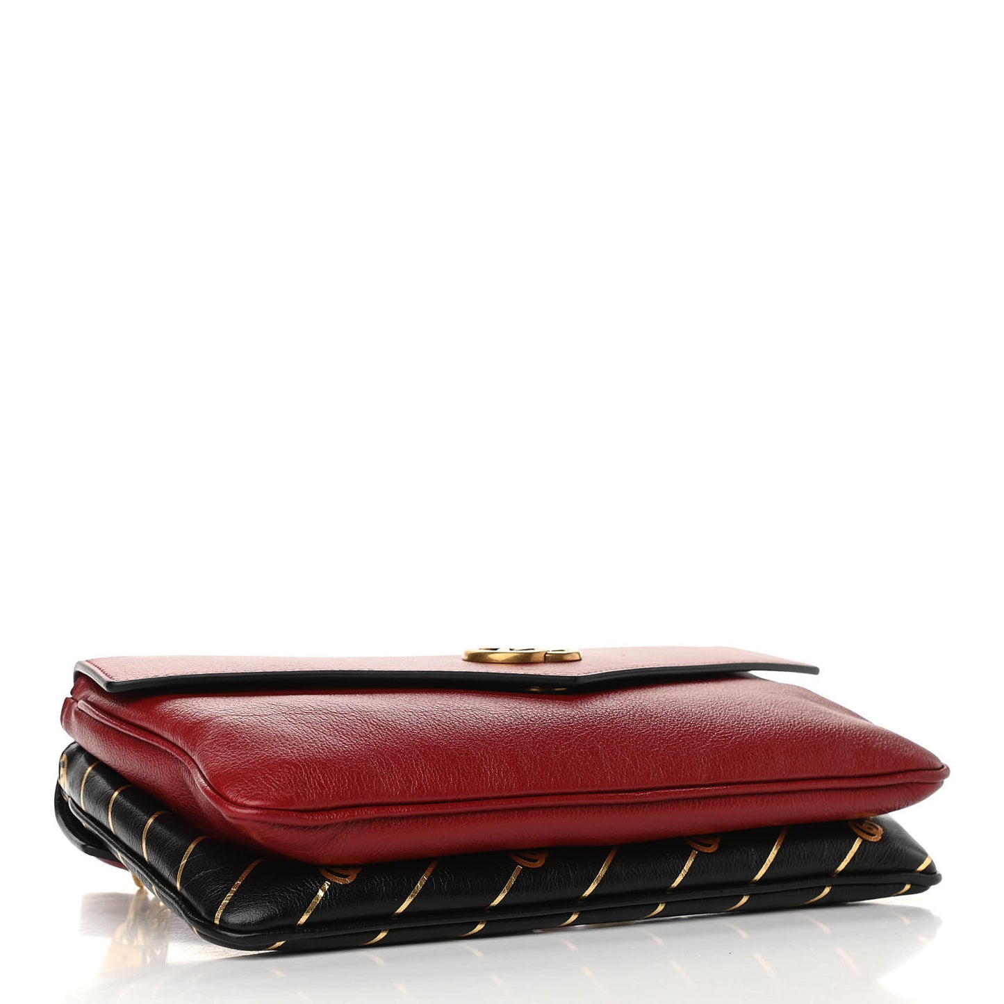 Calfskin Diagonal GG Medium Thiara Double Envelope Shoulder Bag Black Red