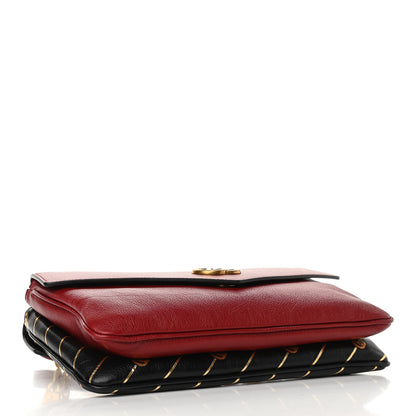 Gucci Calfskin Diagonal GG Medium Thiara Double Envelope Shoulder Bag Black Red 4 of 11